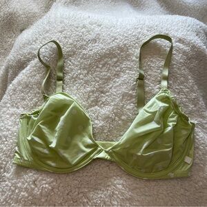 Victoria’s Secret Unlined Demi Bra Underwire Multi Way Strap Polka Dot Green 34D